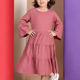 Baawri Girl Solid Flared Sleeve A-Line Dress-23