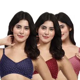 LILY Abstract Printed Pack Of 3 Full Coverage T Shirt Bra image 4