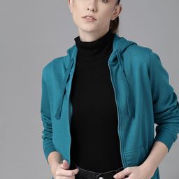 Roadster Women Blue Hooded Sweatshirt-image-90