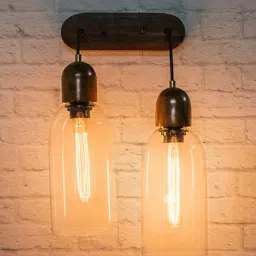 Fos Lighting Modern Clear Glass & Wood Double Wall Light (Bulb not included) - Set of 1-image-24