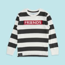 Pantaloons Junior Charcoal Grey & White Cotton Striped Full Sleeves T-Shirt-15