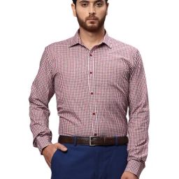 Park Avenue Maroon Slim Fit Check Cotton Shirt-picture-30