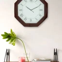 CHRONIKLE Octagon Rosewood Brown Wood Wall Clock-image-86
