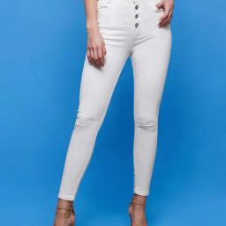 Miss Chase White Skinny Fit High Rise Stretchable Jeans-picture-0