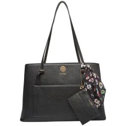 Anne Klein Black Solid Shoulder Handbag with Scarf-image-71