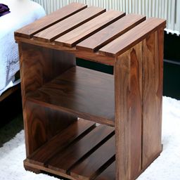 Ikiriya Beige Wood Contemporary Bedside Table-23