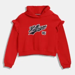Tommy Hilfiger Blush Red Logo Regular Fit Hoodie-image-83