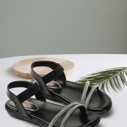 Elle Women's Black Ankle Strap Sandals-80