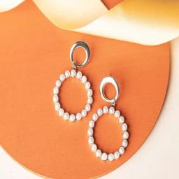 Jewelz White Circle Woven Hoop Earrings For Girl & Women-32