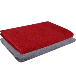 Dollar Stone Grey & Carmine 400 GSM 100% Cotton Bath Towels - Set of 2-image-83