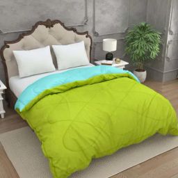 JaipurFabric Sky Blue & Lemon Green Cotton 300 GSM Double Bed Comforter-19
