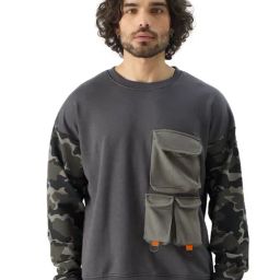 The Souled Store Originals Grey Loose Fit Camo Print Oversized Sweatshirt-picture-39