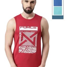 Force NXT Multicolored Cotton Regular Fit Printed Vest - Pack Of 3-image-75