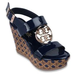 Catwalk Women's Blue Back Strap Wedges-image-82