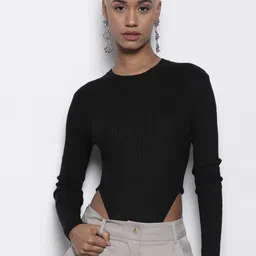 Boohoo Ribbed Knit Crew Neck Racer Bodysuit-picture-17