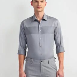arrow new york Arrow Newyork Grey Cotton Slim Fit Striped Shirt-picture-10