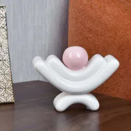 @home White Dolomite Boat Arch With Ball Showpiece-image-73