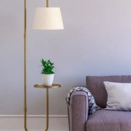 Divine Trends Gold Aluminium Floor Lamp with Shelf & Lampshade-image-32