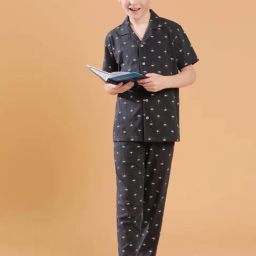 Lil Tomatoes Kids Charcoal Grey Printed Shirt Set-image-30