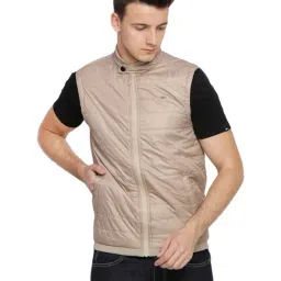 Basics Beige Slim Fit Quilted Jacket-image-76