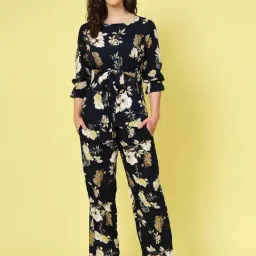 Melon by PlusS Black Floral Print Top With Trousers-image-74