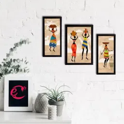 eCraftIndia Set of 3 Tribal Theme Satin Matt Textured UV Art Painting-picture-25