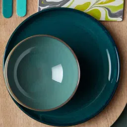 DENBY Greenwich Teal Blue Stoneware 21 cm Medium Plate - Set of 1-33