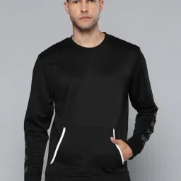 ALCIS Black Slim Fit Self Pattern Sweatshirt-11