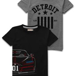 HELLCAT Grey & Black Printed T-Shirt (Pack Of 2)-image-34