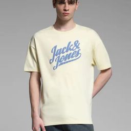 Jack & Jones Yellow Cotton Loose Fit Printed T-Shirt-image-30