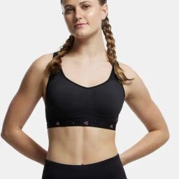 Jockey AP21 Women's Wirefree Padded Tactel Nylon Full Coverage Cross Back Styling Sports Bra-16