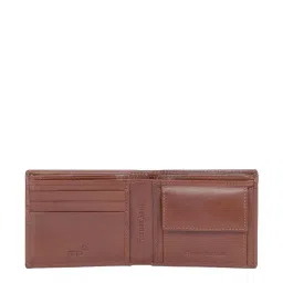 The Vertical Tan Textured Bi-Fold Wallet for Men image 4