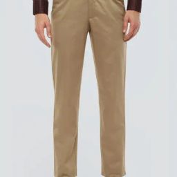 Louis Philippe Brown Cotton Slim Fit Trousers-image-6