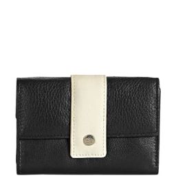 Eske Black & White Casual Leather Tri-Fold Wallet for Women-picture-15