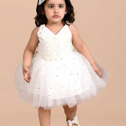 Titrit White Net Embellished Dress for Girls-image-32