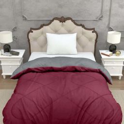 JaipurFabric Maroon & Grey Cotton 200 GSM Reversible Single Bed Ac Room Comforter-5