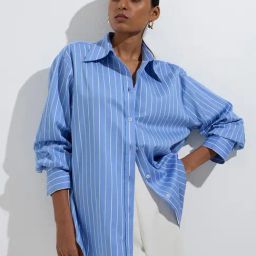 Wardrobe by Westside Blue Stripe Printed Shirt-image-42