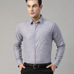 Hancock Blue Slim Fit Striped Shirt-image-96