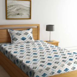 Klotthe Blue 400 TC Cotton Single Elastic Book Fold Bedsheet with Pillow Cover-image-92
