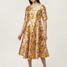 Akkriti by Pantaloons Yellow Floral Print A-Line Dress-picture-45