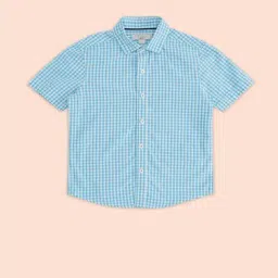 Pantaloons Junior Kids Blue Cotton Chequered Shirt-picture-31