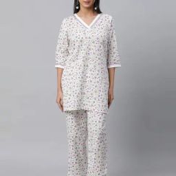 Aurelia White Cotton Printed Straight Kurti-image-81