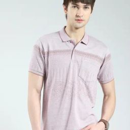Monte Carlo Pink Regular Fit Self Design T-Shirt-image-44