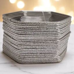 OOMPH Silver Oxidised Shimmer Hexagon Shape Round Bangle-picture-34