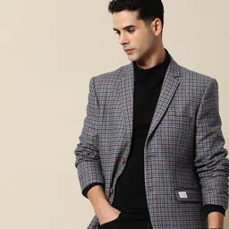 Mr Bowerbird Self Design Single Breasted Tailored Fit Formal Blazer-3