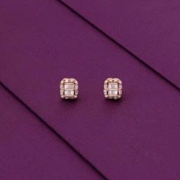 Kai Jewel Sterling Silver Minimalistic Baguette Casual Stud Rose Gold Earrings for Women-image-31