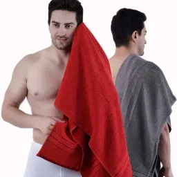 Dollar Stone Grey & Bright Red 400 GSM 100% Cotton Bath Towels - Set of 2-image-79