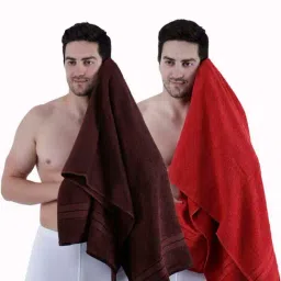 Dollar Bright Red & Brown 400 GSM 100% Cotton Bath Towels - Set of 2-image-89