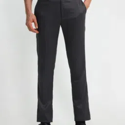 Arrow Black Slim Fit Texture Trousers-image-81