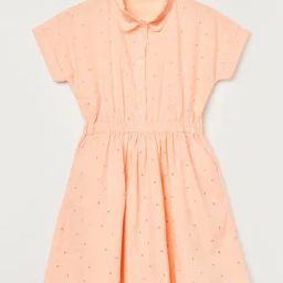 Fame Forever by Lifestyle Girls Peach Cotton Embroidery Dress-image-27